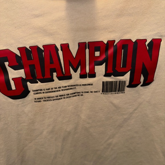 Champion Men’s Medium Cream and Black Short Sleeve Tee Athlete Modern Bold - Picture 3 of 5